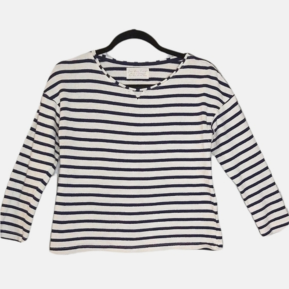 Zara Basic Long Sleeved Cropped Striped Shirt